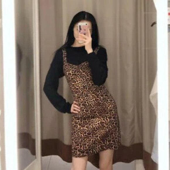 Zara Leopard Print Bustier Corset Ruched Straps Mini Dress Size Medium - Picture 2 of 8